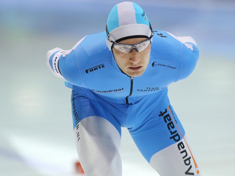 Speed Skater in Action — Blue