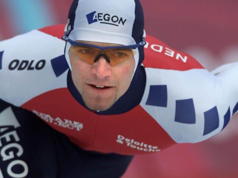 Speed Skater in Action — Red