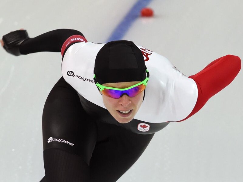 Speed Skater in Action — White, Intense