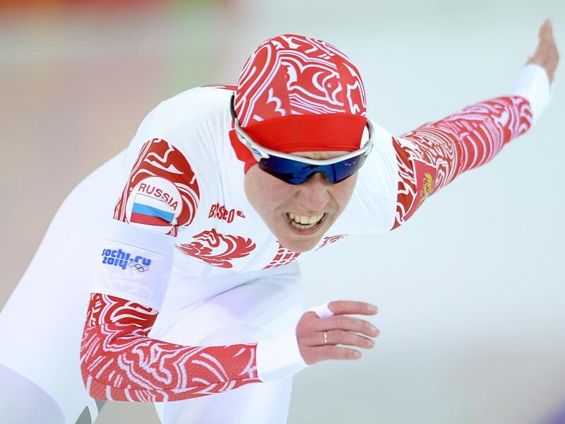 Speed Skater in Action — White