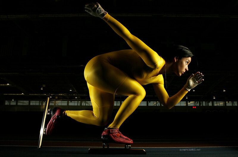 Speed Skater in Yellow Suit