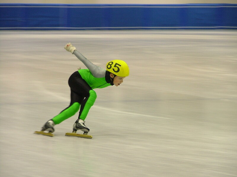 Speed Skater on Ice — Green
