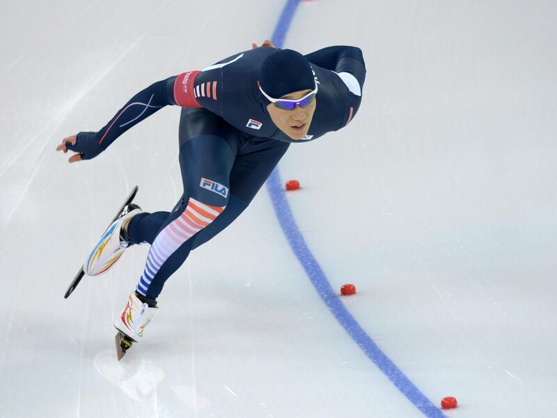 Speed Skater on Ice — White