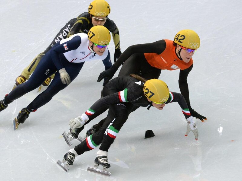 Speed Skaters in Competition