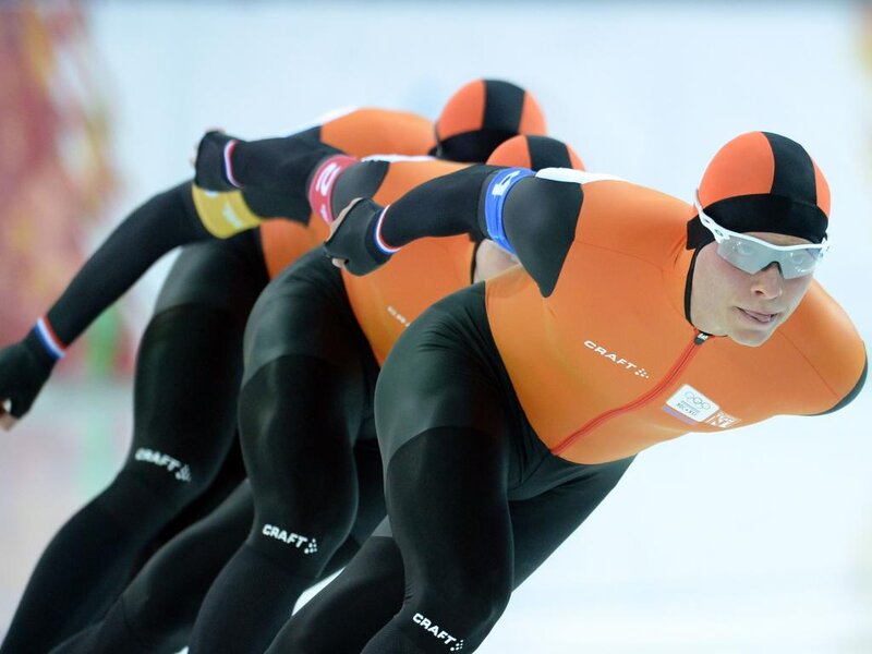 Speed Skaters in Race