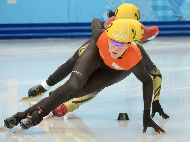Speed Skaters on Ice — Black, Intense