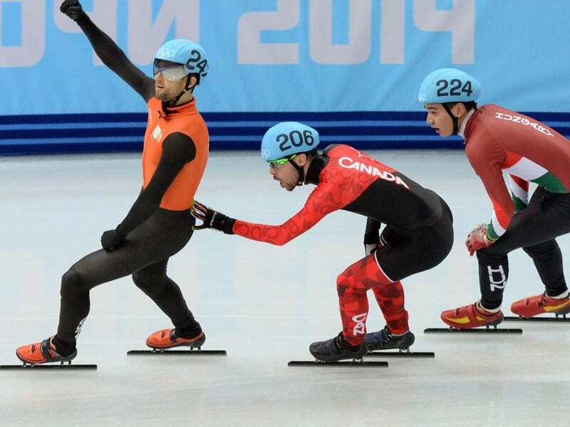 Speed Skaters on Ice — Blue