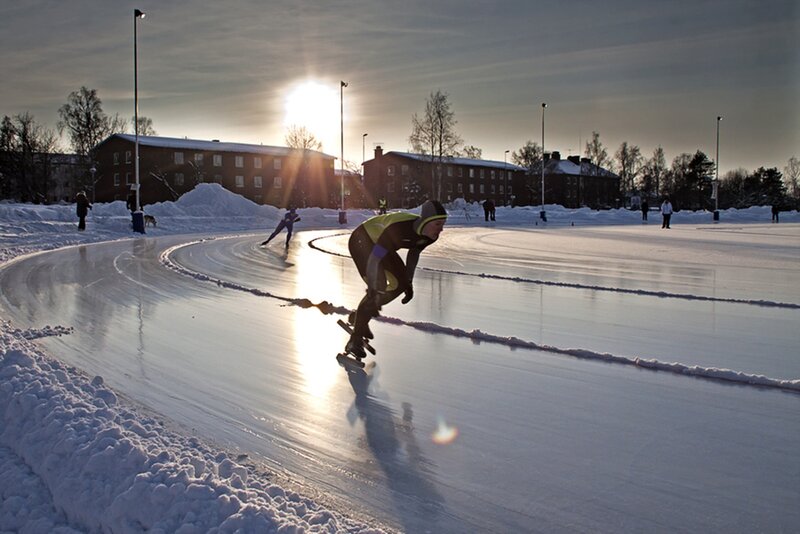 Speed Skaters on Ice