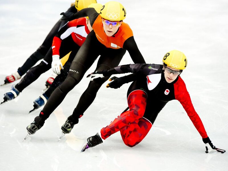 Speed Skaters on Ice — White, Intense