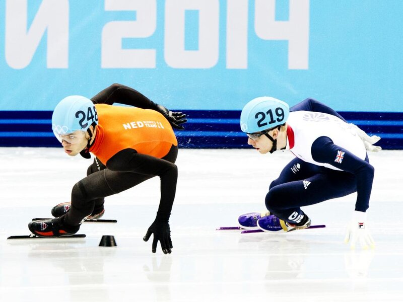 Speed Skaters on Ice — White