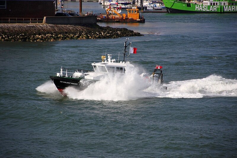 Speedboat in a harbor