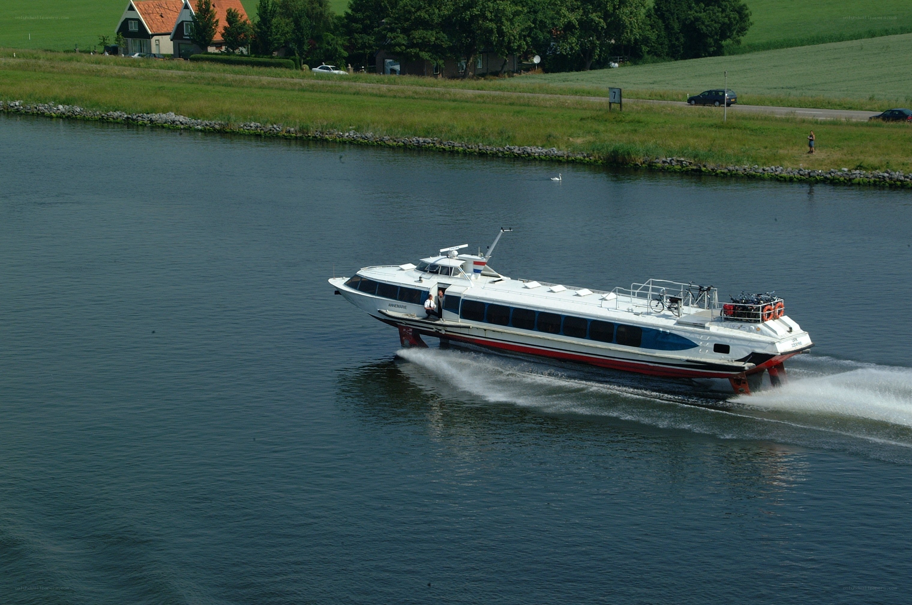 Speedboat on a canal