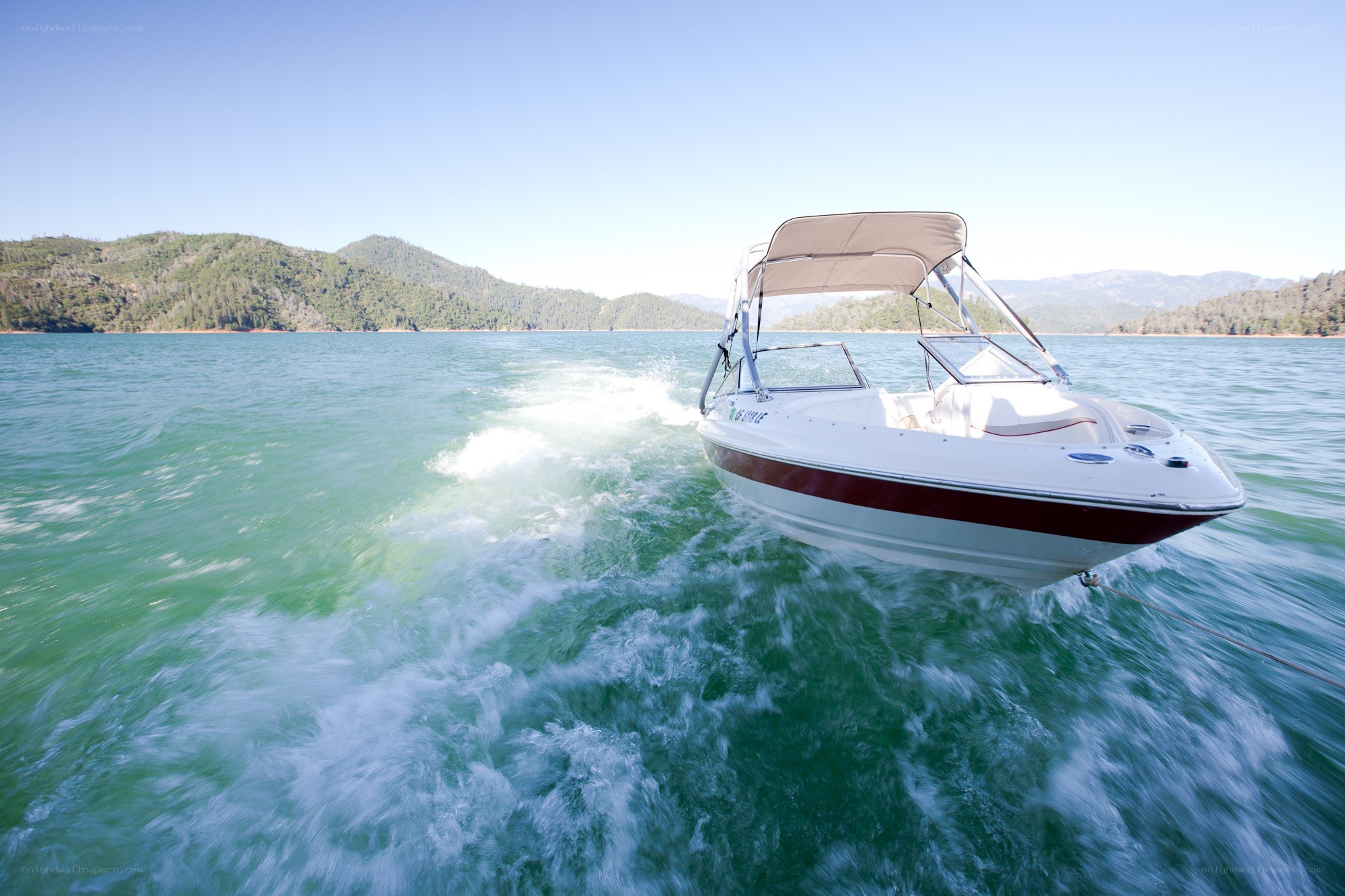 Speedboat on a lake
