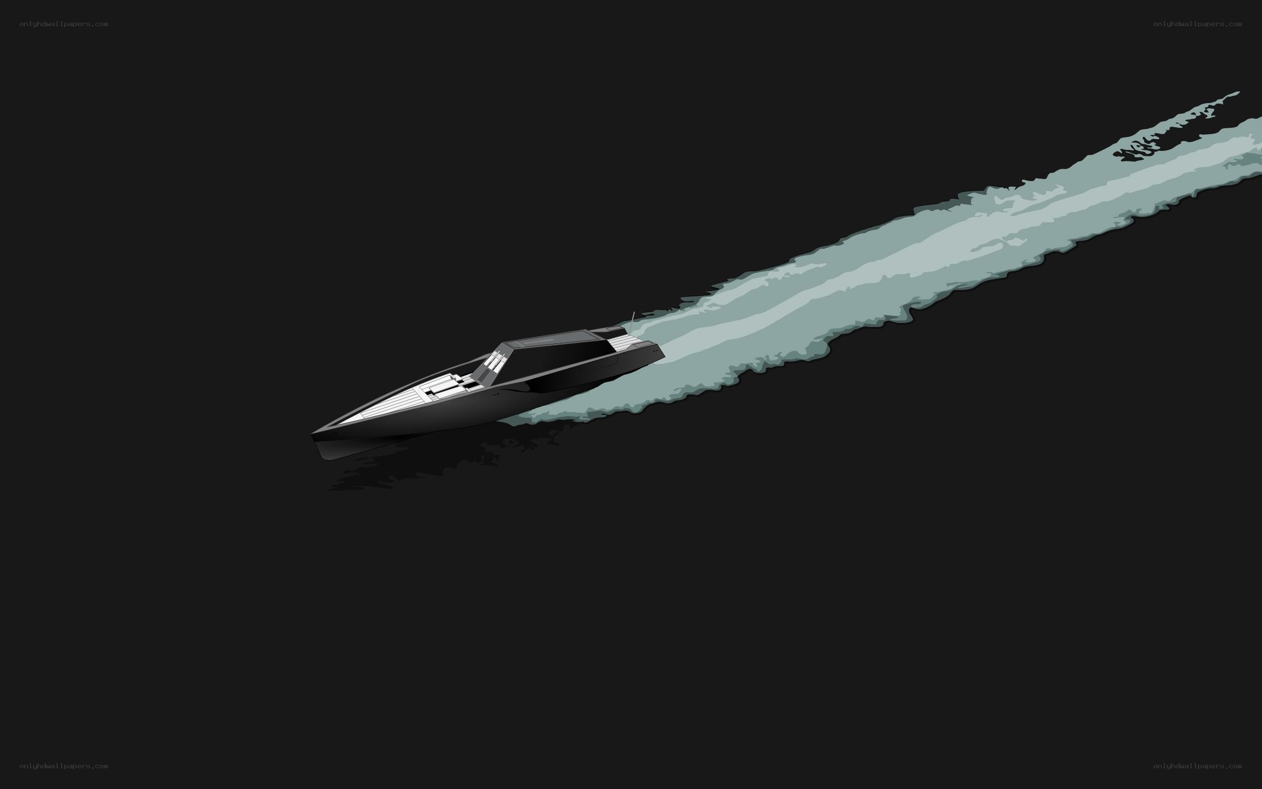 speedboat on dark water