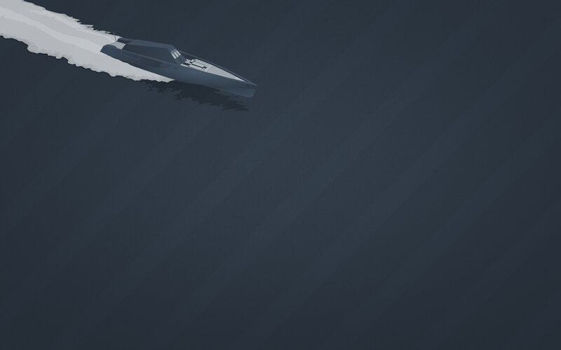 speedboat on dark water