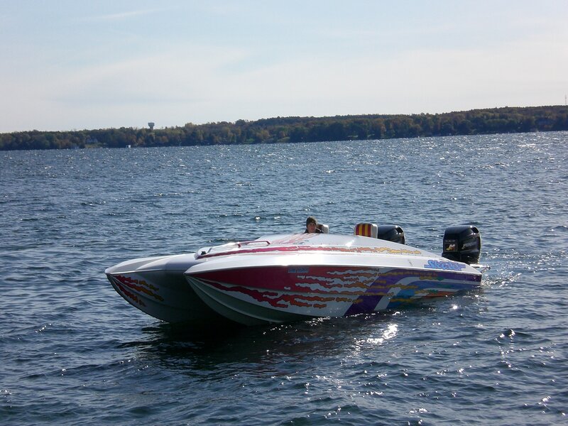 Speedboat on Lake — Blue