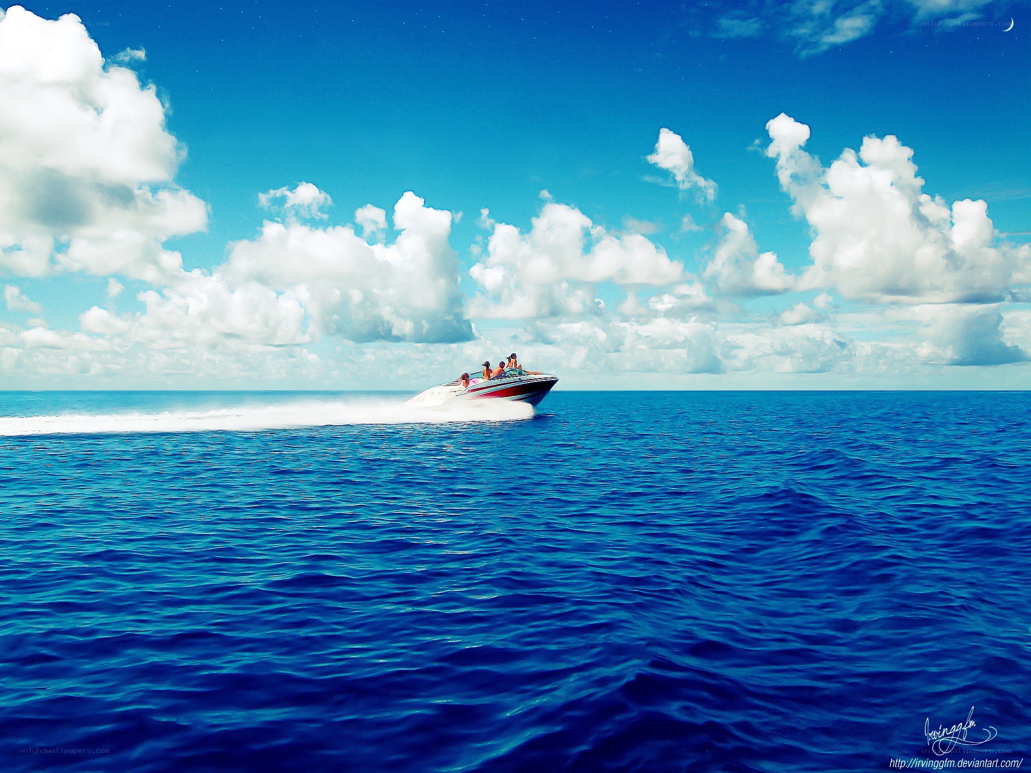 Speedboat on the open sea