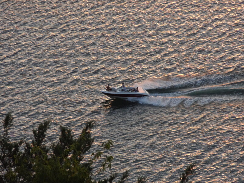 Speedboat on Water — Blue, Serene