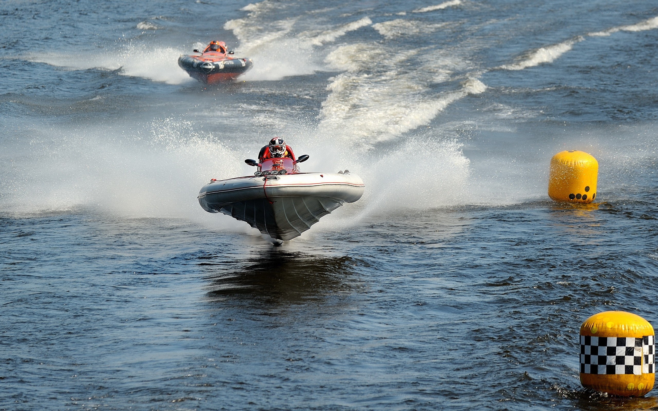 Speedboat race on water