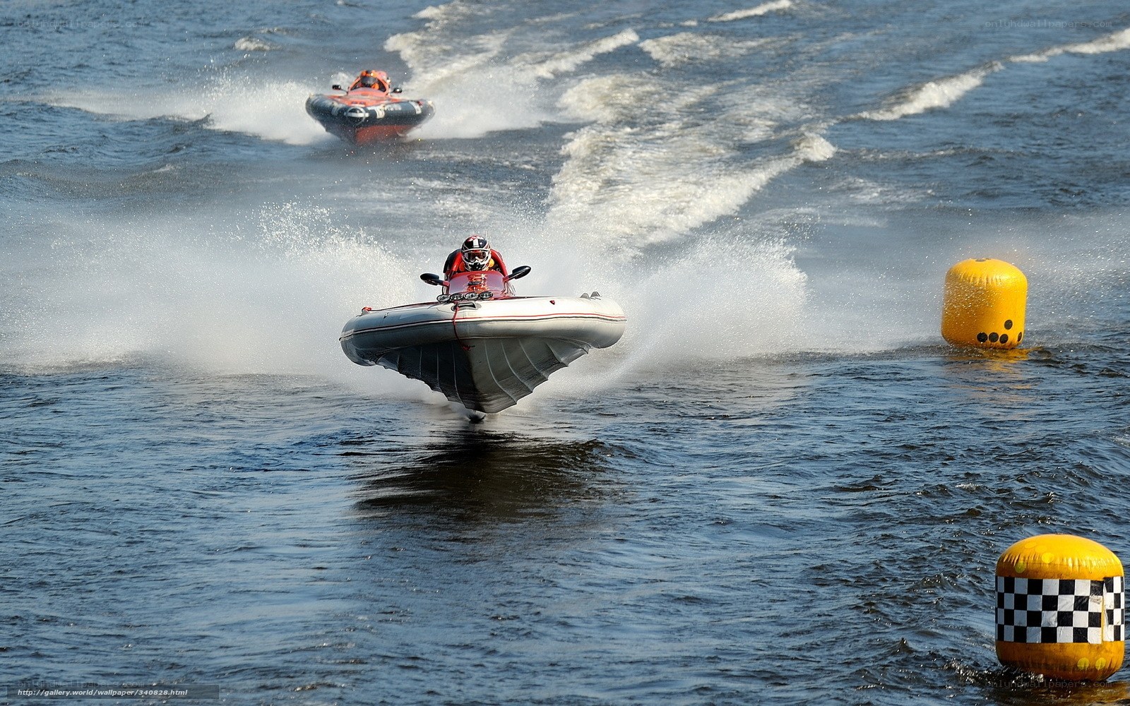 Speedboat race on water