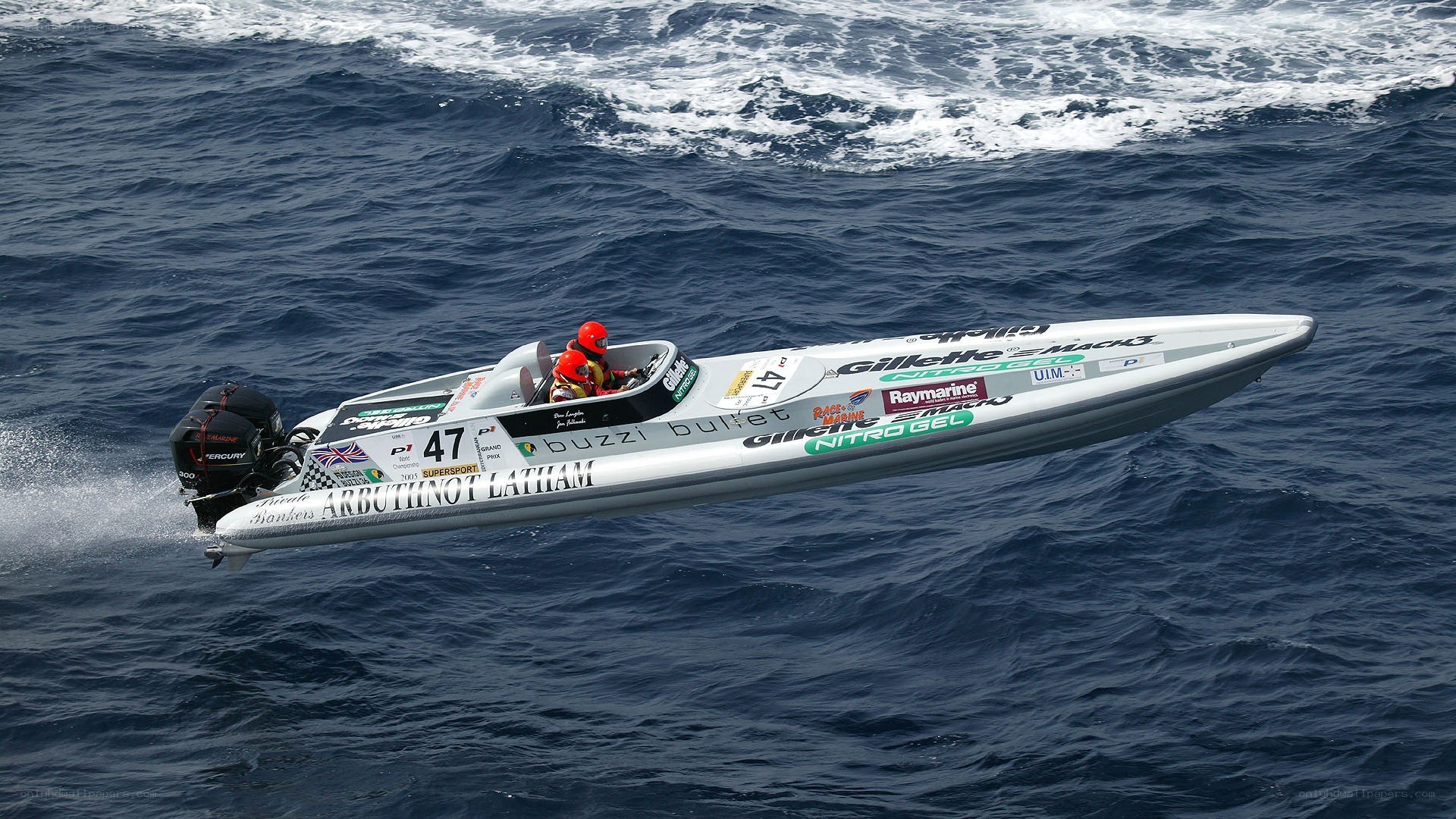 speedboat racing on ocean