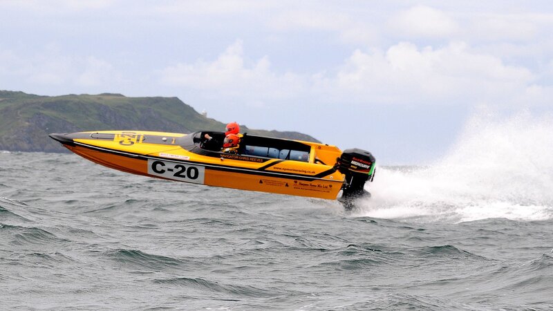 Speedboat racing on the sea