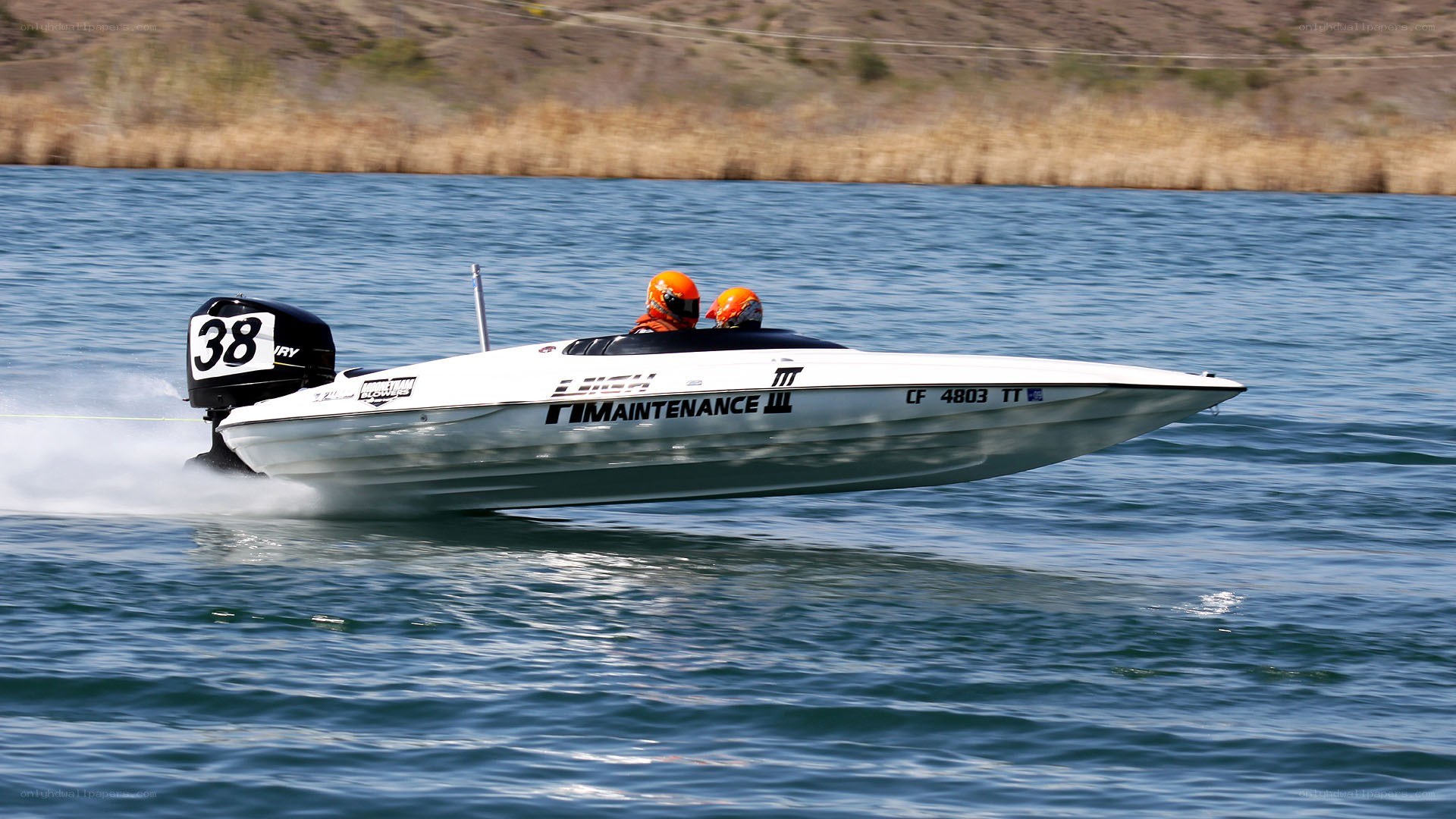 Speedboat racing on water