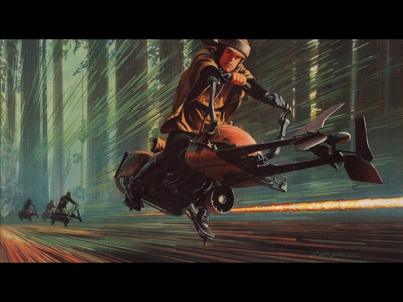 Speeder bike chase in forest