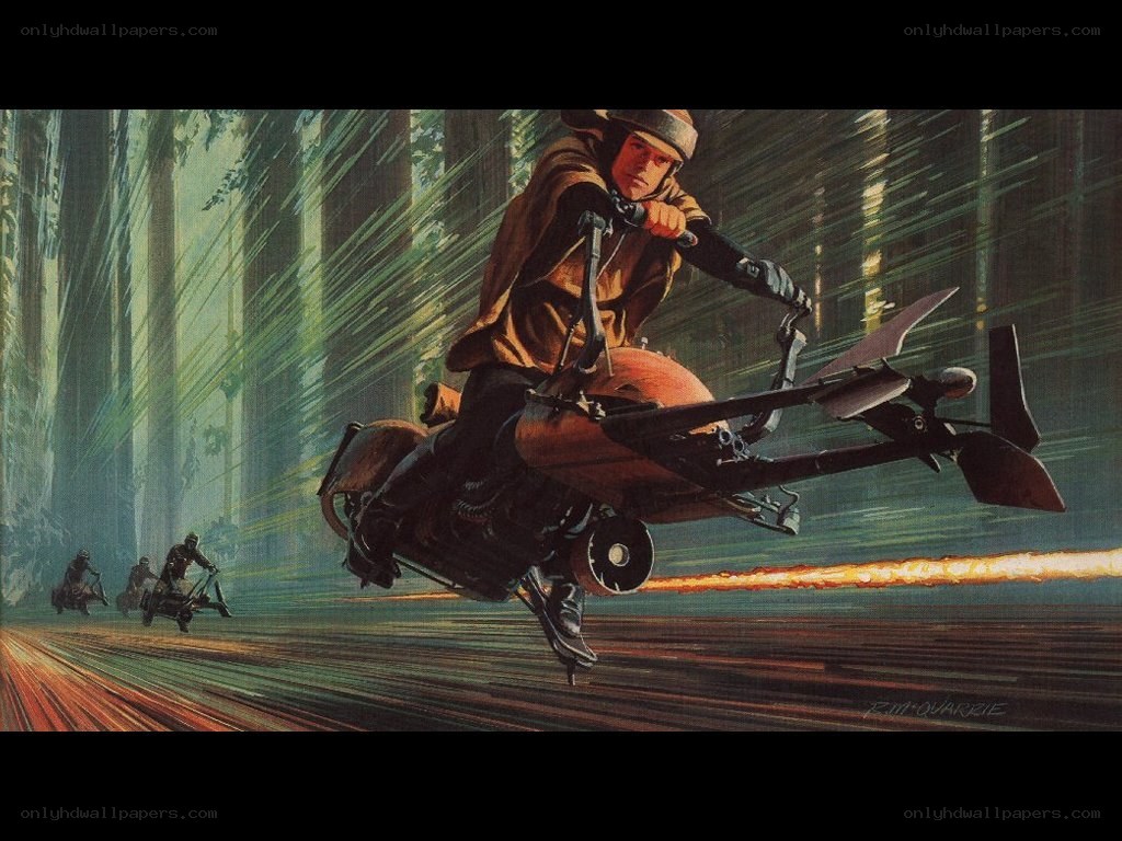 Speeder bike chase in forest