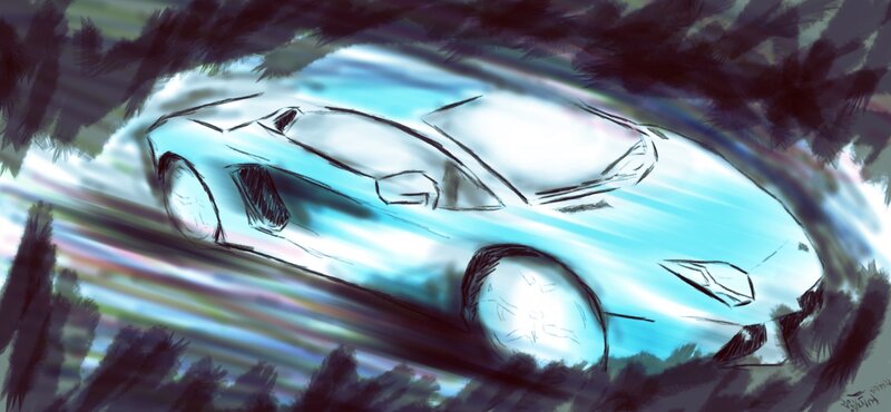 speeding sports car sketch