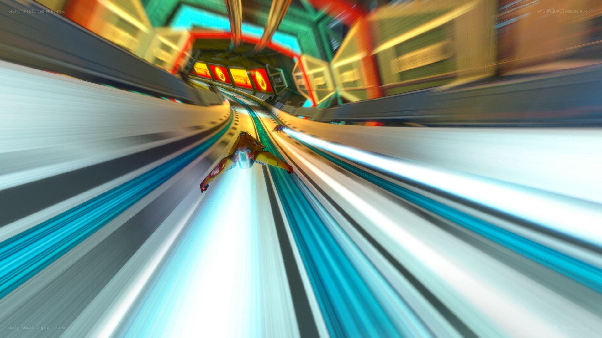 speeding through a futuristic tunnel