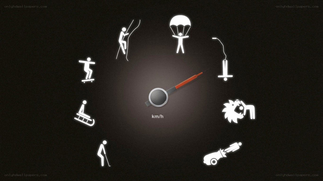 speedometer with activity icons