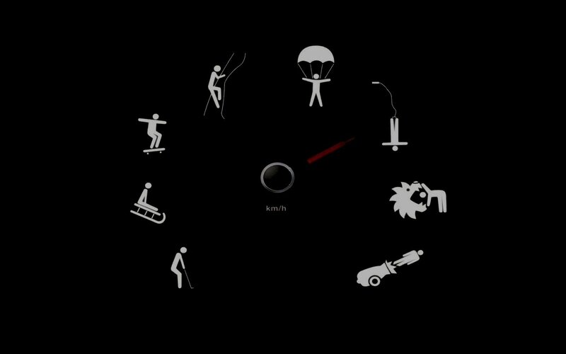 Speedometer with Icons — Black