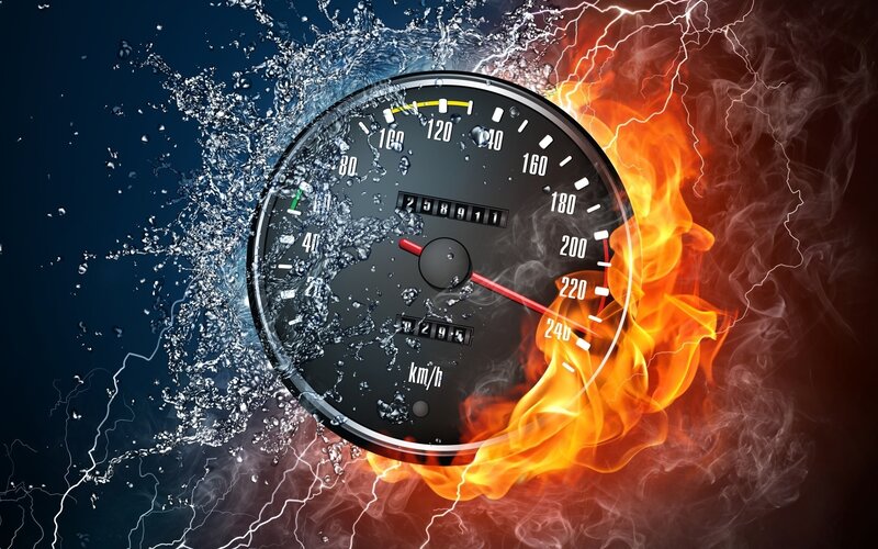 Speedometer with Water and Fire