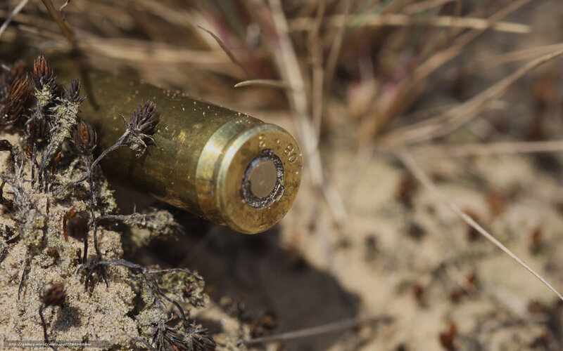 Spent bullet casing in sand