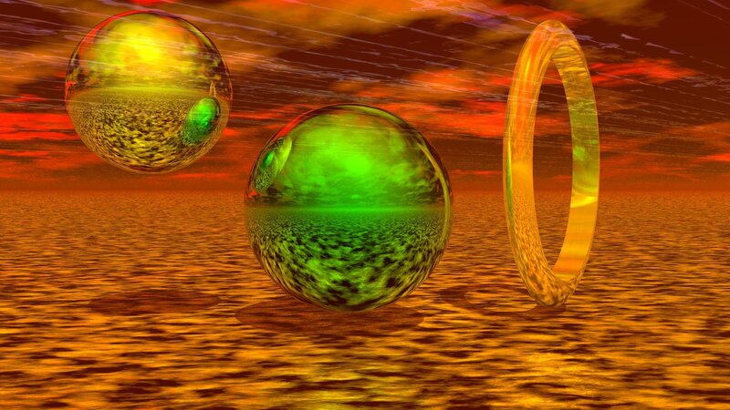 Spheres and ring over water