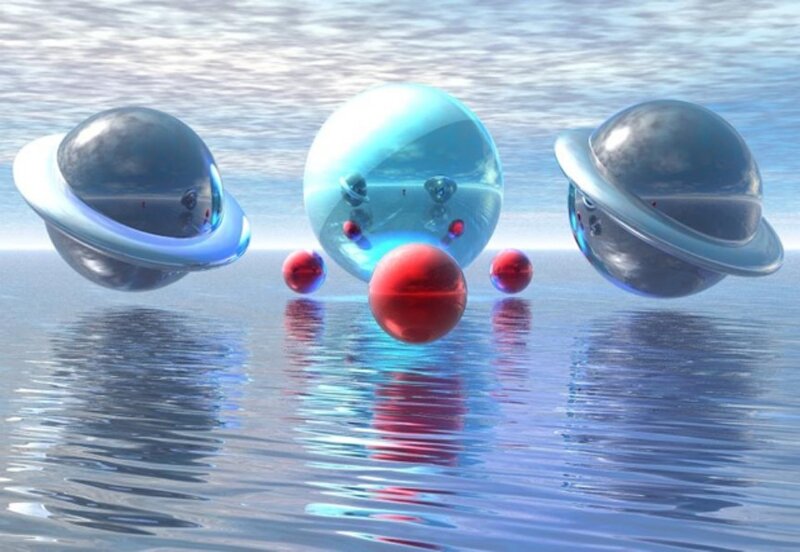 Spheres floating on water