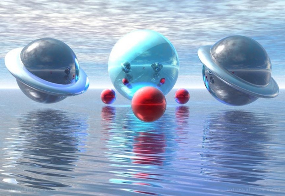 Spheres floating on water