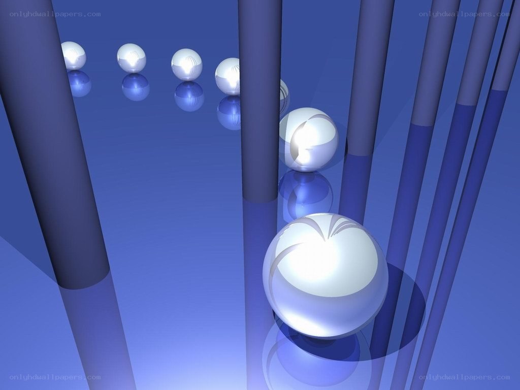 spheres in a blue corridor