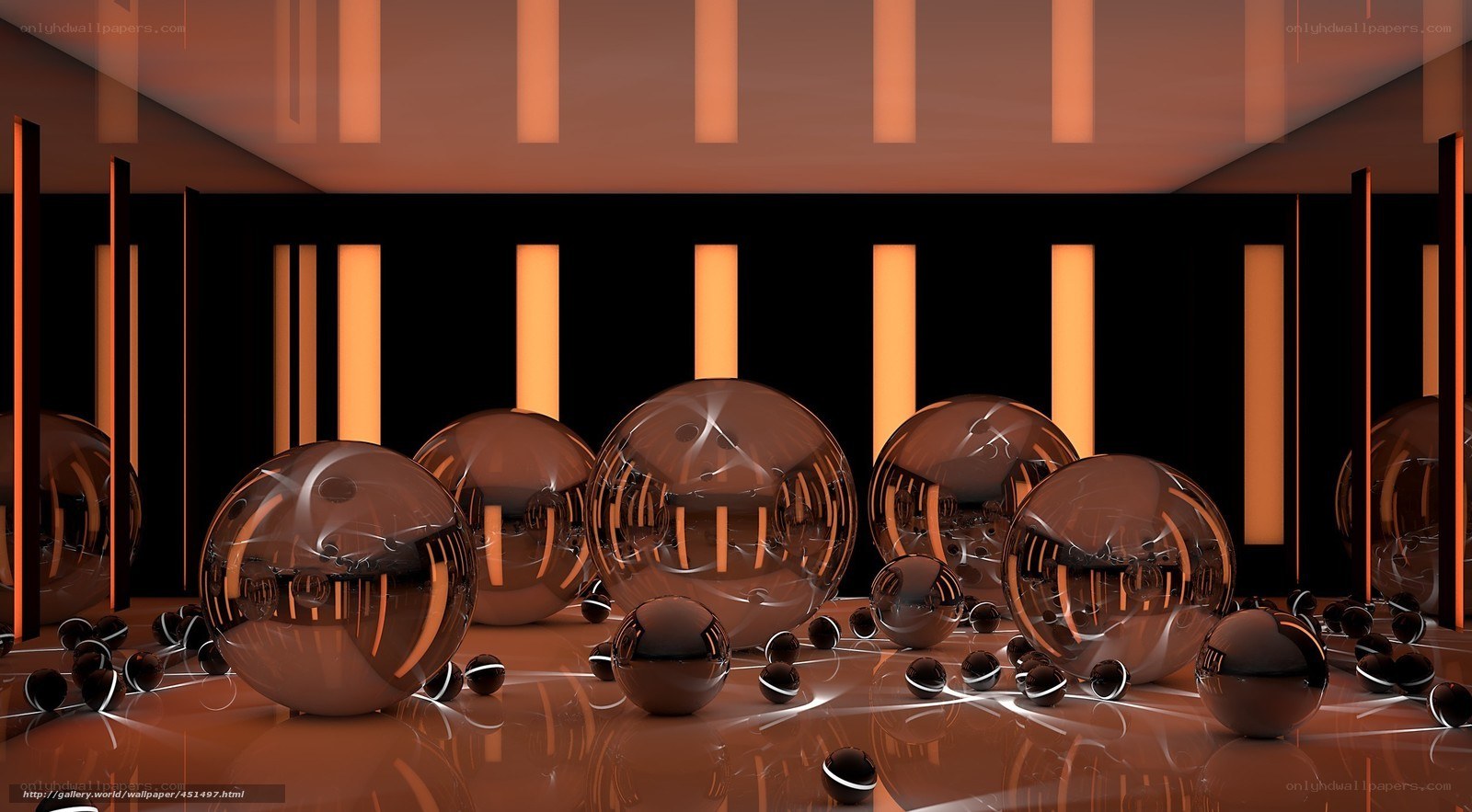 Spheres in a glowing room