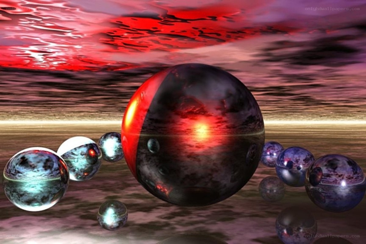 spheres in a surreal landscape
