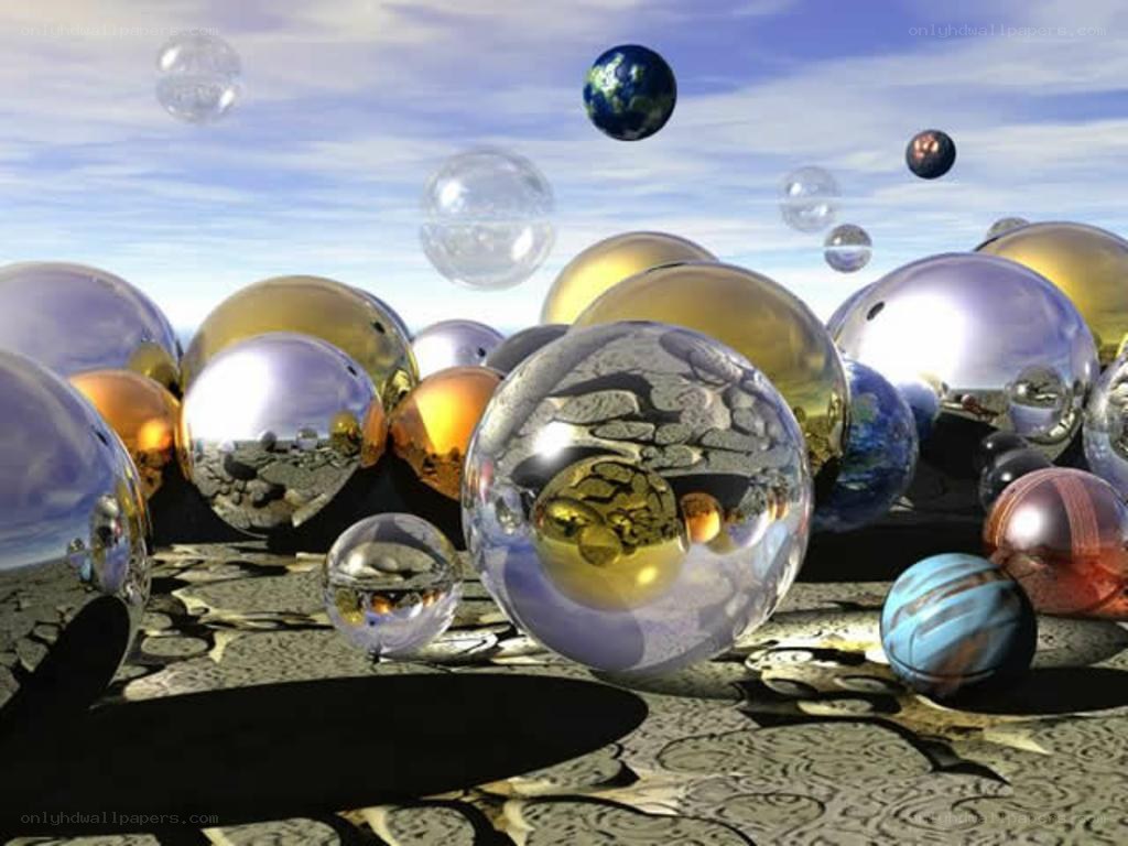 spheres in a surreal landscape