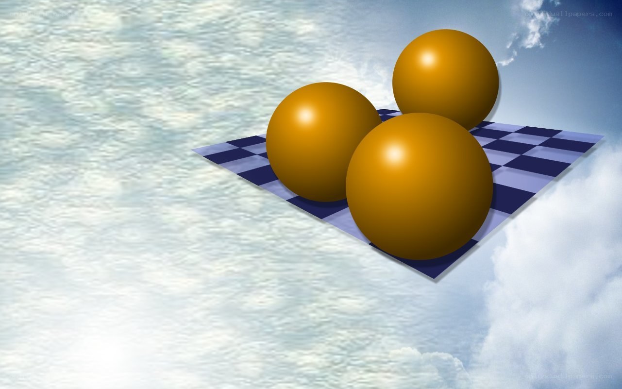 spheres on a checkered plane