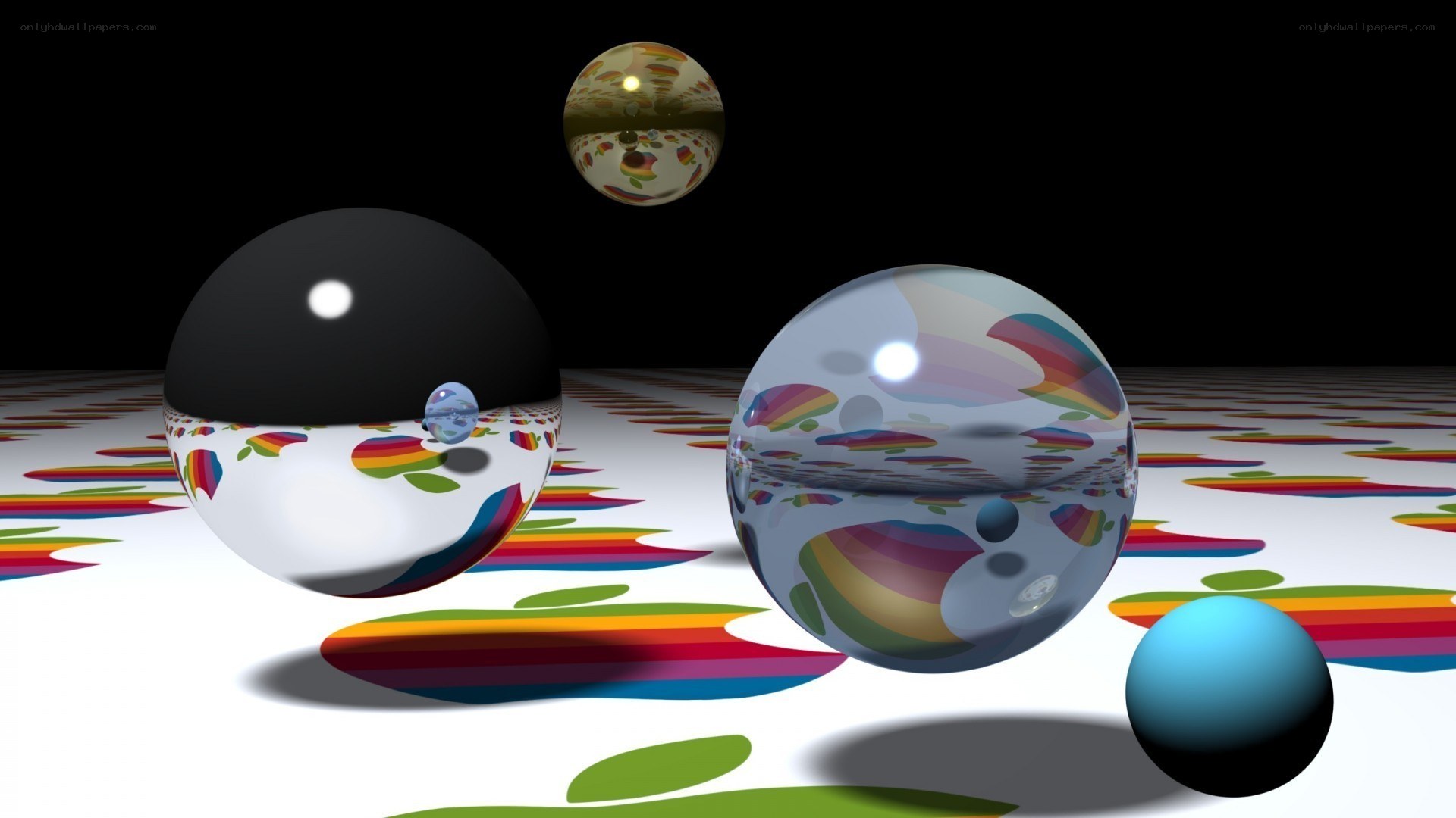 spheres on a colorful surface