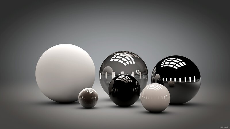 Spheres on a gray background