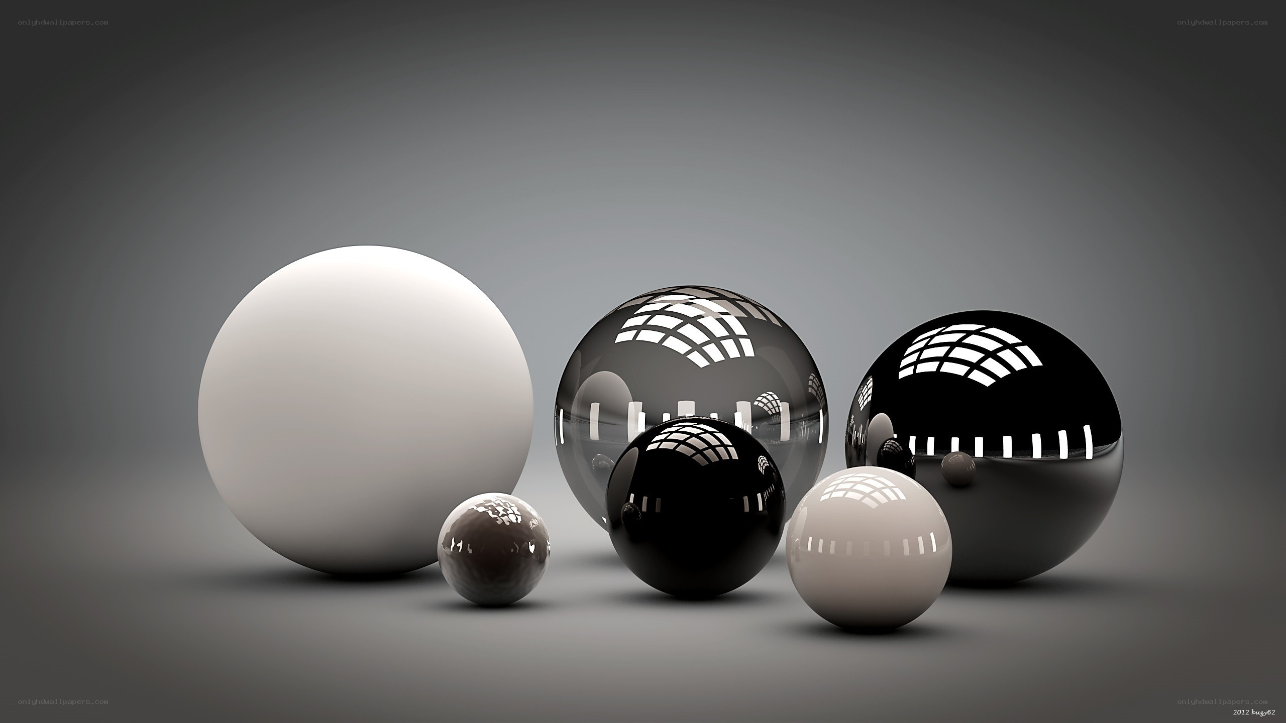 Spheres on a gray background