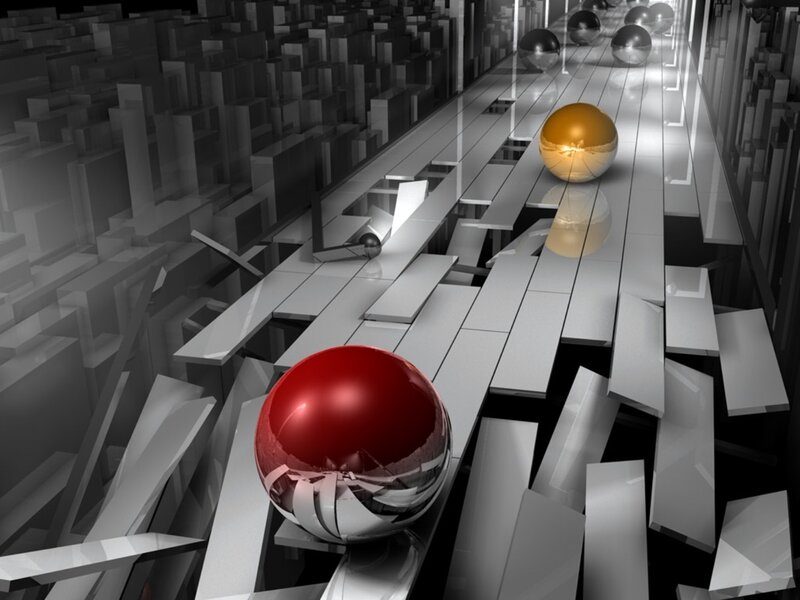 Spheres on a metallic path