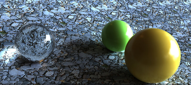 spheres on a stone surface