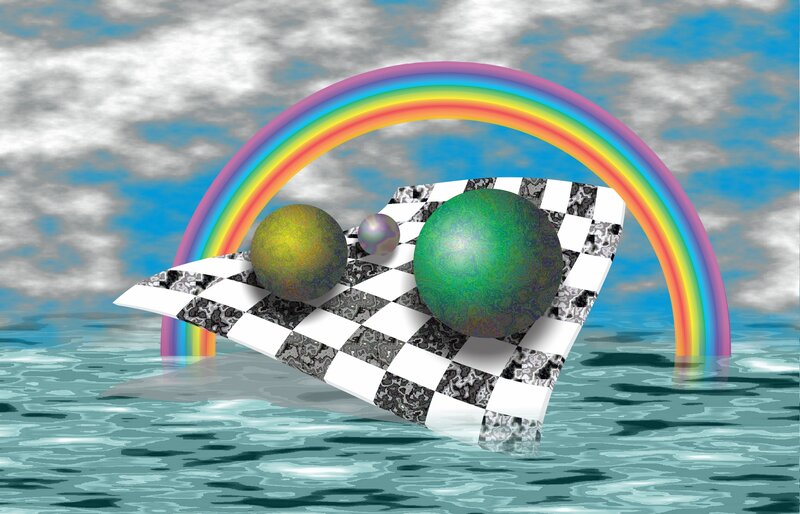 Spheres on Checkered Surface