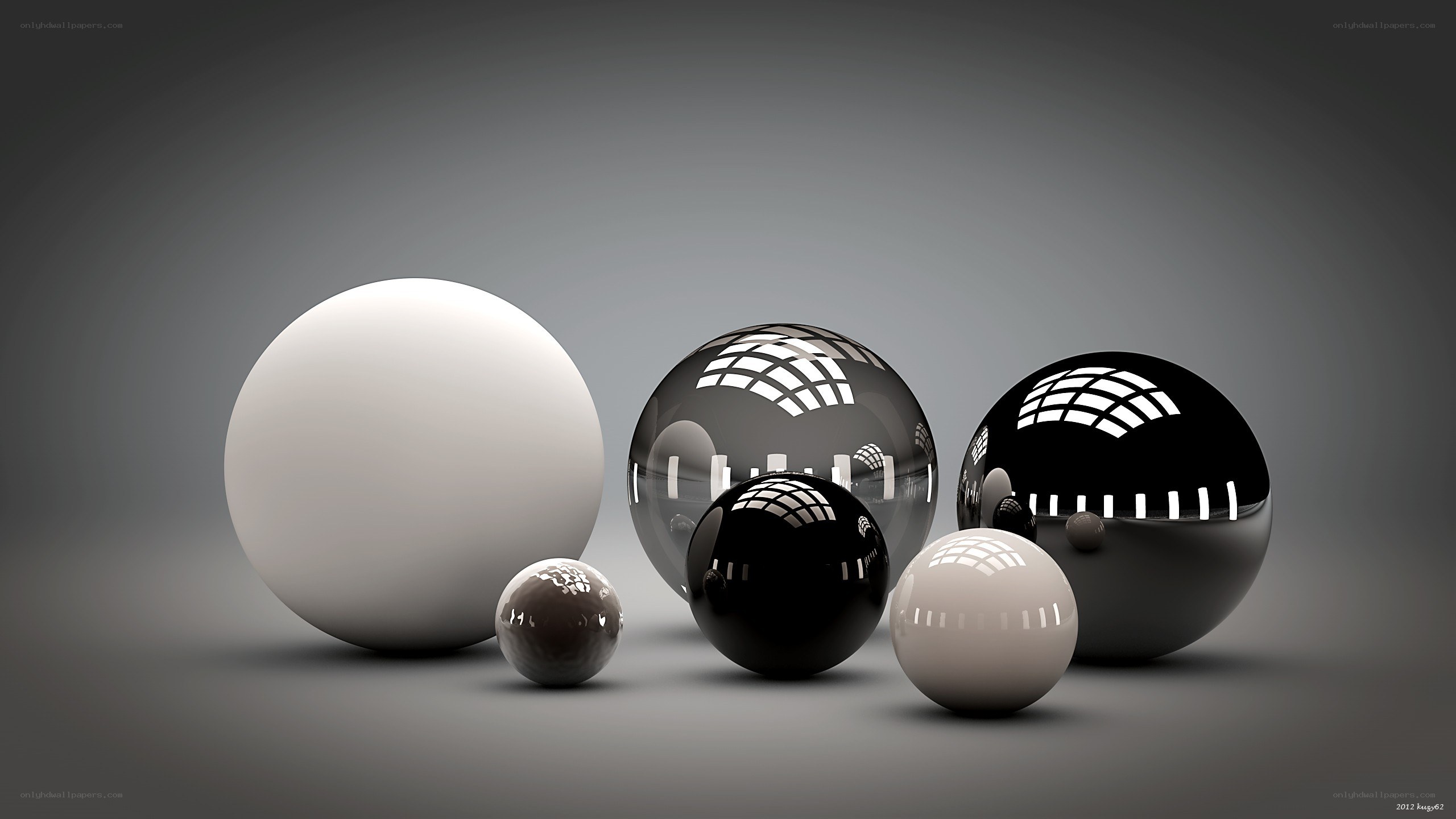 spheres on gray background